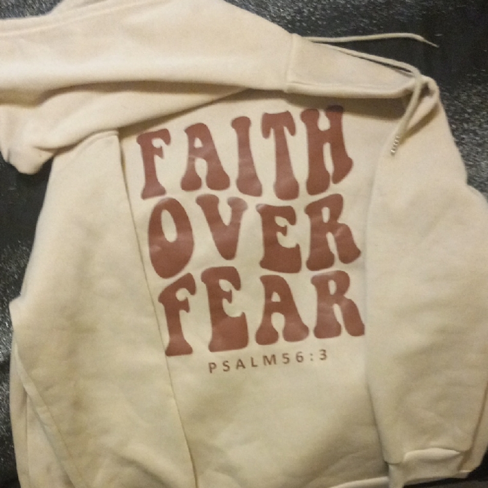 Cream Hoodie with Faith Over Fear Print